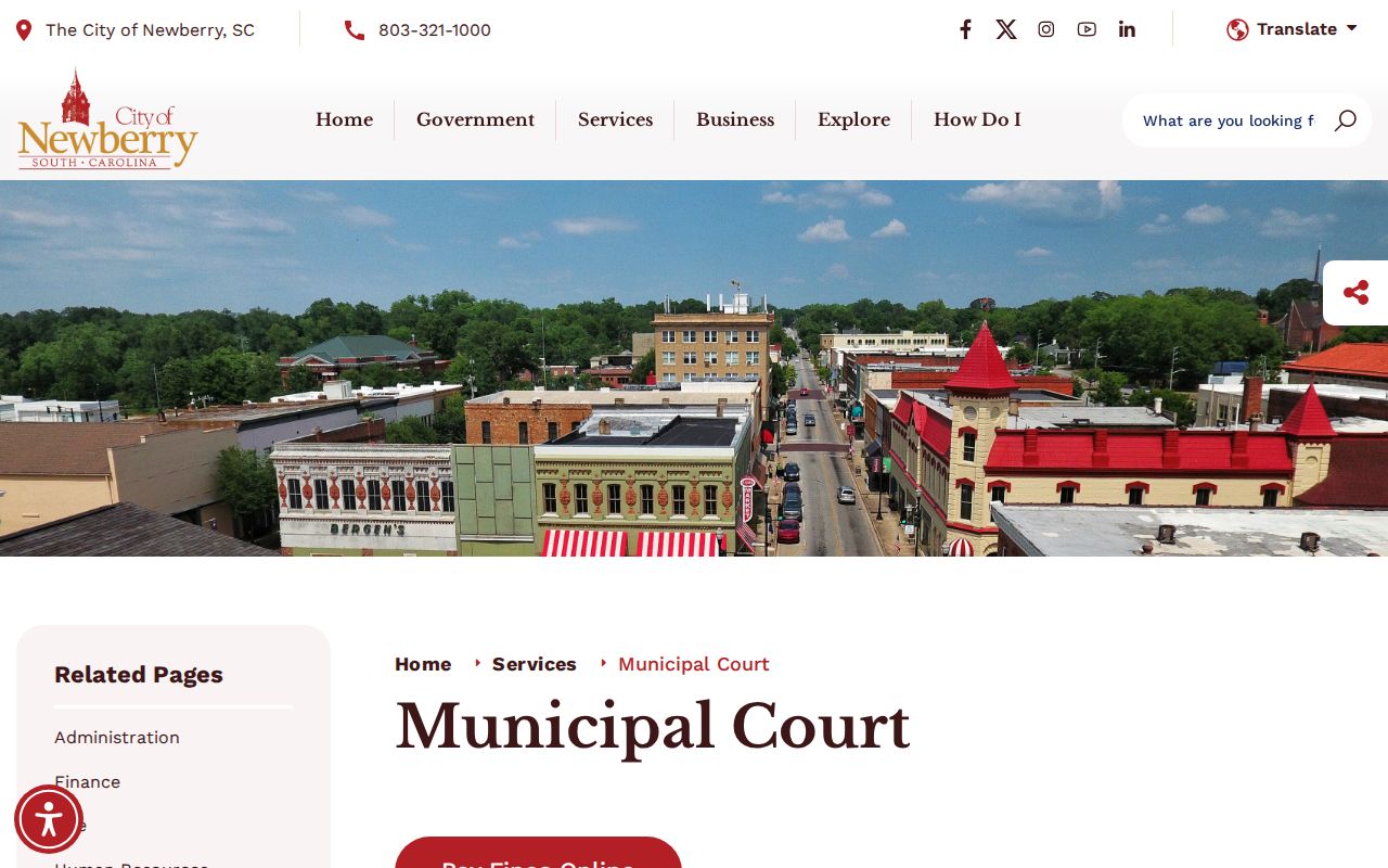 Newberry criminal court records hours and Municipal Court functions